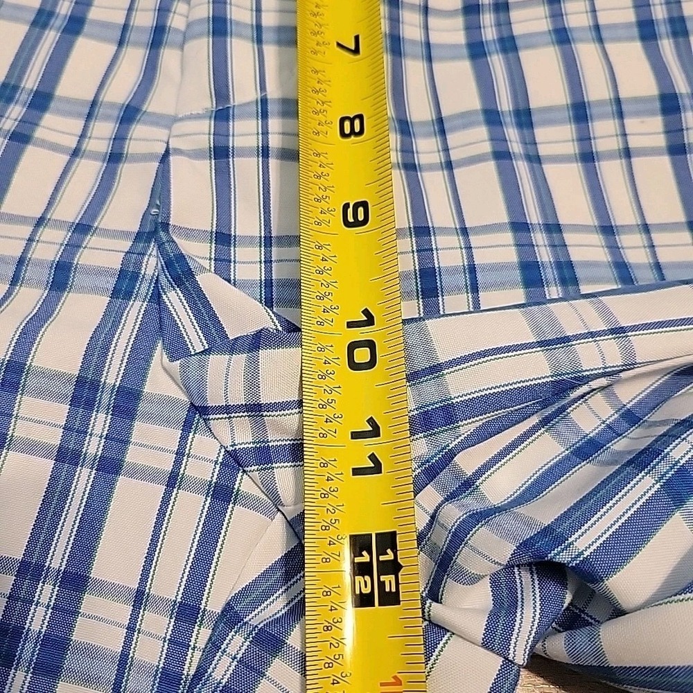 Adidas Golf Shorts‎ Men 34 Blue White Checked Bermuda Pockets Stretch - Picture 10 of 10